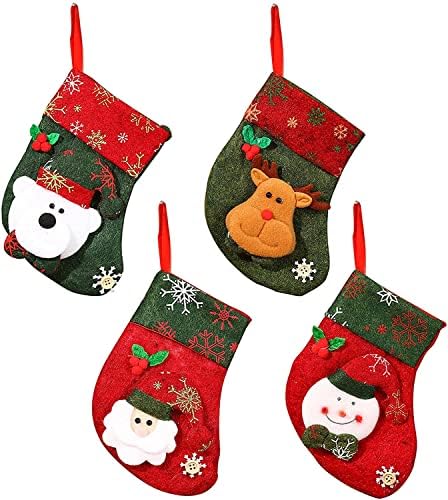 umbresen 4 Опаковане на Коледни Чорапи за Коледа Камина, Окачен на Отглеждане, Украси за Елха, за Подарък Опаковка,