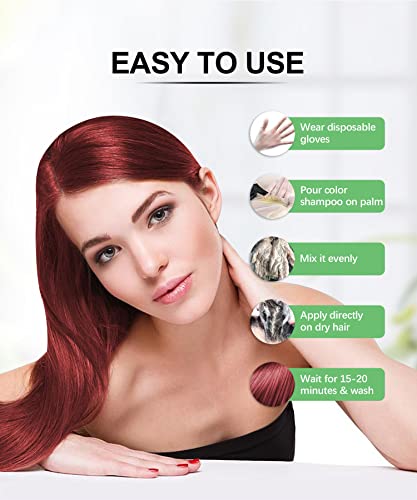 Herbishh Hair Color Shampoo за сива коса – Обогатен Шампоан за оцветяване Формула на Боята за Коса – Шампоан и балсам за Боядисване на коса – Устойчив и домашно (Черешово-черве