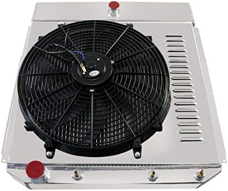 CoolingSky 62 ММ, 4-Ред Алуминиев Радиатор + Кожух на вентилатора и Комплект Реле на Термостата, който е Съвместим