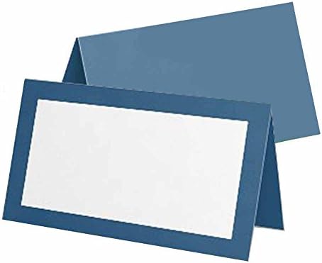 Сини карти за настаняване - Плоски или под формата на палатки - Опаковка по 10 или 50 броя - Бяла Е предната част с еднакво