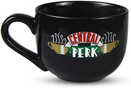PuGez for Friends Керамични Кафеена Чаша Central Perk Latte Черна 16 унции Подаръци за рожден Ден за Приятел
