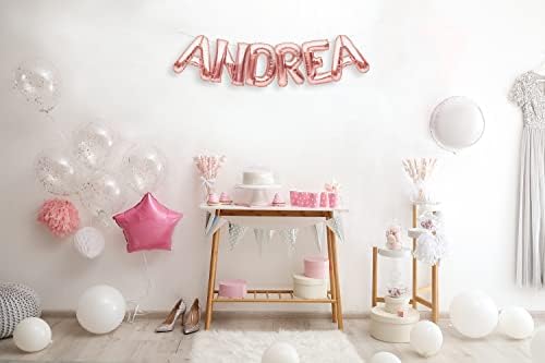PartyForever ANDREA Банер с Въздушно топка, Големи 16-Инчови Балони от Фолио от Розово Злато, Букви с Името за Жени и