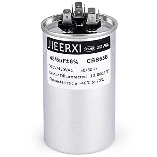 Кондензатор на променлив ток JIEERXI 45/5 440 Волта CBB65 с двойно кръгови пускането за стартиране на двигателя
