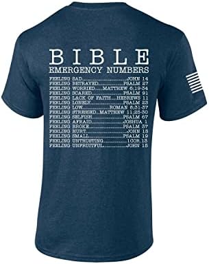 Мъжки Християнската Библия Номера за спешни повиквания Свещеното Писание Тениска С Къс Ръкав Графична Тениска