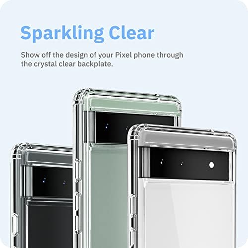 Комплект JIC 【? ?? ?】 - (за Google Pixel 6a) - Тънък прозрачен калъф от хибриден материал с предпазни въздушни възглавници