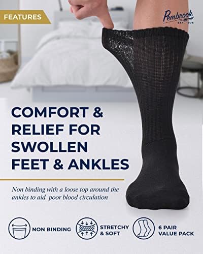 Чорапи от диабет Pembrook за мъже и жени - за Нищо Не Задължаващи Чорапи Дамски | Чорапи от невропатия за мъже и Чорапи от невропатия за жени