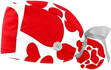 2 Опаковане на Регулирани Червените Шапки със Сърце на Любов на Бял Фон с Завязками на гърба, Шапки, Пищната Шапка с Копчета,
