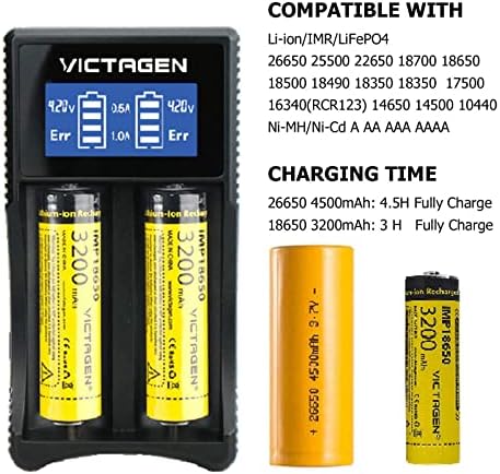 Универсално Зарядно VICTAGEN 18650, Комплект Бързите Зарядни устройства, Интелигентно Зарядно устройство за Акумулаторни батерии 3,7 В литиево-йонни 1,2 В Ni-MH/Ni-Cd A AA AAA
