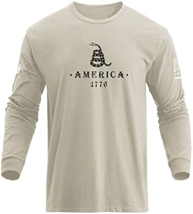 Мъжки тениски BlackTeak с флага на сащ НАСА от памук с дълъг ръкав и кръгло деколте, Обикновени Тениски