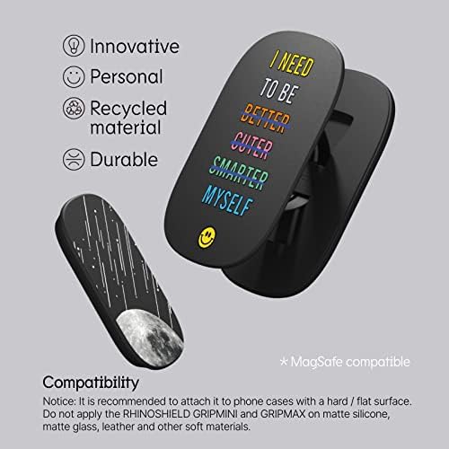 RHINOSHIELD GRIPMAX е Съвместим с MagSafe - ръкохватка, поставка и държач за селфи за телефони и седалките,