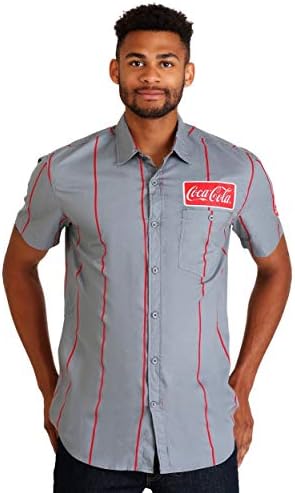 Мъжки работна риза Coca-Cola Шарени копчета с нашивкой с логото на