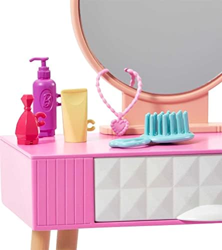 Комплект мебели и аксесоари за Барби, Декор куклена Къща на Барби, Тематични Тоалетка, Детски Играчки и Подаръци, Огледало,
