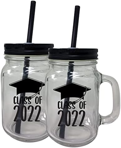 R and R Внос Бала клас 2022 г., Стъклена чаша в стъклен буркан Мейсън обем 16 унции, Единични или 2 опаковки (1)