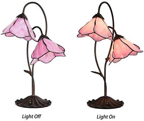 Подмяна на абажура от цветето стъкло в стил Bieye Тифани, 8 D x 8W x 5H (розов)