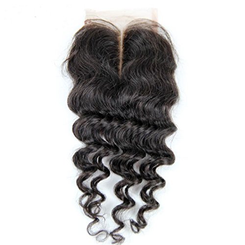 DaJun Hair 4 4 Лейси Закопчалката 10 Средната Част от Избелени Възли Бразилски Естествени Човешки Косми, Дълбока Вълна от Естествен Цвят, марка: DaJun