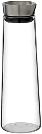 Стъклени съдове Luxshiny Кана за вода с капак Стъклени Съдове за напитки с обем от 1 л, Кана за Топли и Студени Напитки,