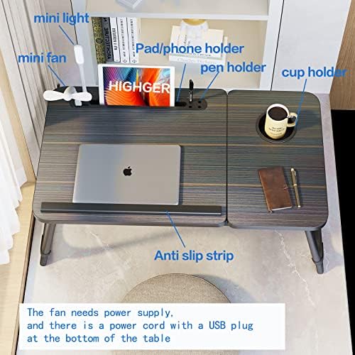 Highger Lap Desk-Подходящ за преносим компютър с диагонал на екрана до 17 инча, Маса за легла и диван, Преносими Нощни