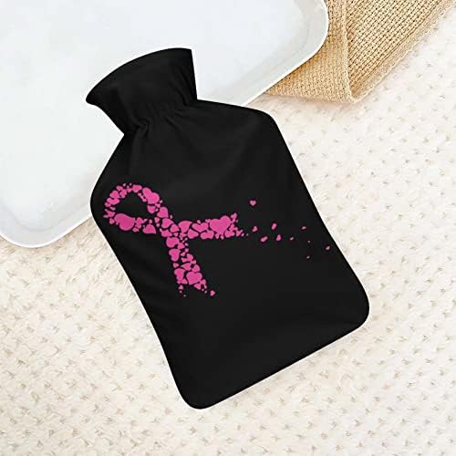 Чанта за Впръскване на вода Pink Ribbon Hearts с капак 1000 мл Топла Топла Бутилка за мъже и Жени