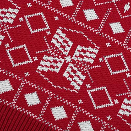 Грозен Коледен Пуловер за Жени, Коледен Кръг Силует, Геометричен Модел, Коледен Монофонични Вязаный Пуловер