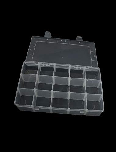 X-DREE Подвижна 15 Слота Прозрачен Бял Правоъгълен контейнер за съхранение на винтови компоненти (Контейнер за съхранение на всички компоненти на tornillo, откровеното пр