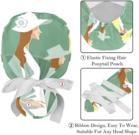 Регулируеми Търкане-Начесы, 2 Опаковки на Женската Работна Шапки За Коса с Завязкой във формата на Конска Опашка, Мека Шапка