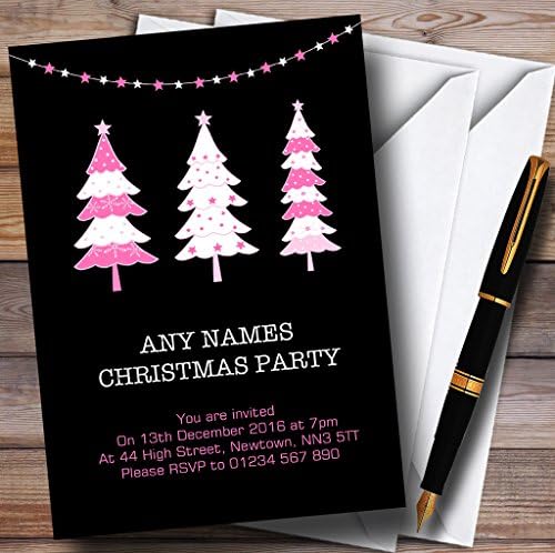 Пощенска картичка Zoo Xmas Trees Черно-Розово Персонализирана За Коледа/Нова година/Празнично парти Inv.