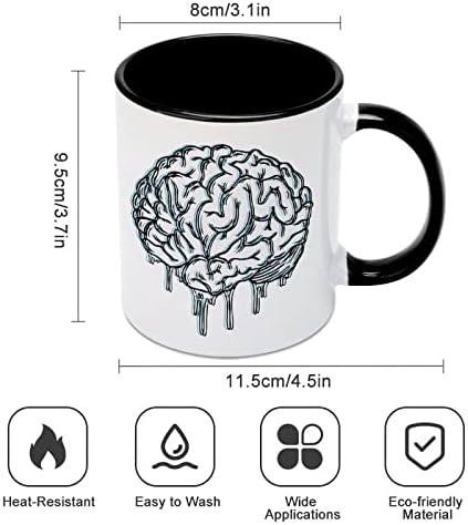 Керамична Чаша Pop Art Brain Creative Black Вътрешна Кафеена Чаша Със Здрава Дръжка, Чаши, Уникални Подаръци