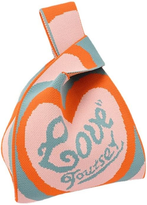 Дизайн на Сърцето Любов Вязаная Чанта Ръчна изработка Мини Възел Чанта На Китката Чанта-Тоут Студентски Торби