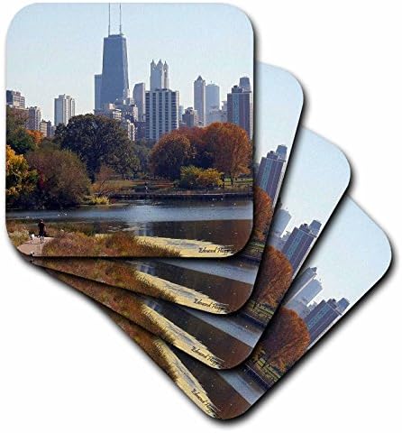 3dRose cst_34519_4 Чикаго през есента-Влакчета за керамични плочки, комплект от 8