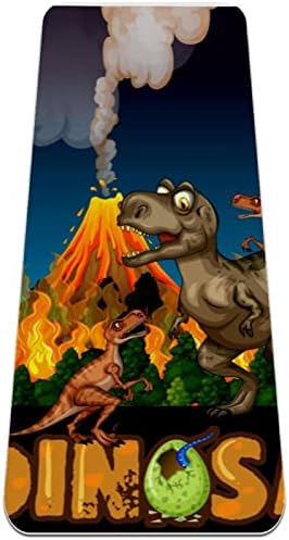 Много дебело килимче за йога Dinosaurs Wildfire - Екологично Чист Нескользящий подложка за упражнения и фитнес,