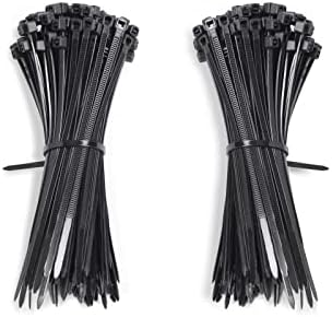 4-инчов найлонови кабелни връзки G-WILL (200 опаковки, черни), тежкотоварни, заредете (18 кг), многофункционални за помещения