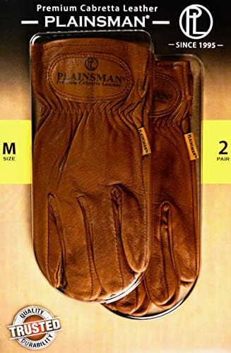 Работни ръкавици Plainsman Premium Cabretta от кафява кожа, 2 Двойки, Среден размер