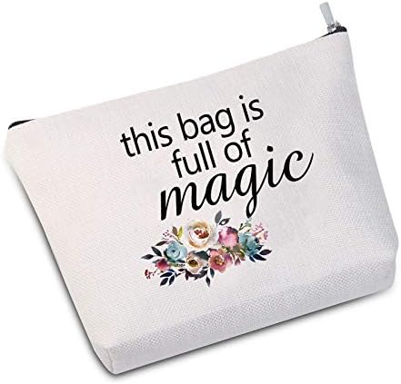 Косметичка JXGZSO Тази чанта е Пълна с вълшебна козметика чанти за грим, забавна чанта за моливи с цип, чанти