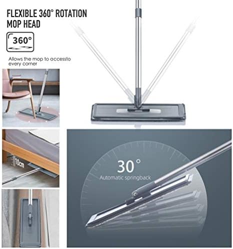 SLNFXC Набор от кофи за плосък парцал за пода, система за почистване на въже без пресовано, система за сухо почистване 360, Гъвкава Магическа Въже за Ламинирани плочи от