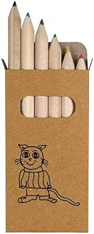 6 х Кратки моливи Котка в пуловер 85 мм /Комплект цветни моливи (PE00049034)