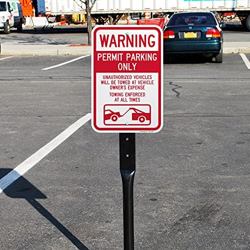 Знак SmartSign Внимание - Разрешени само паркинг, теглещи принудени | Алуминий 12 x 18 инча