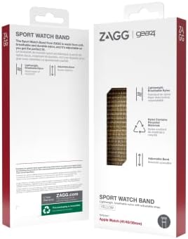 Каишка ZAGG Gear4 с регулируема спортна линия в оплетке - Жълто - Съвместим с Apple Watch 38 мм, 40 мм 41 мм, маншети velcro за iWatch серия 7/6 /SE/5/4/3/2/1 (705009515)