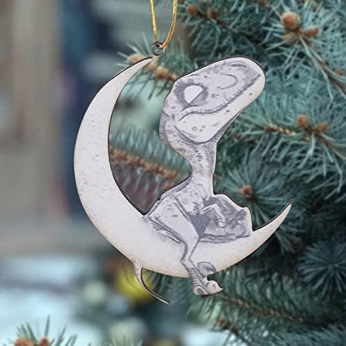 Луната Дървени Орнаменти На Украса За Коледа На Открито Животни Седят Коледна Висулка Украсени С Венец На Открито