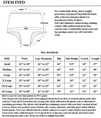 Пластмасови Непромокаеми Панталони Haian за възрастни при Инконтиненция на урината с висока талия, 3 опаковки